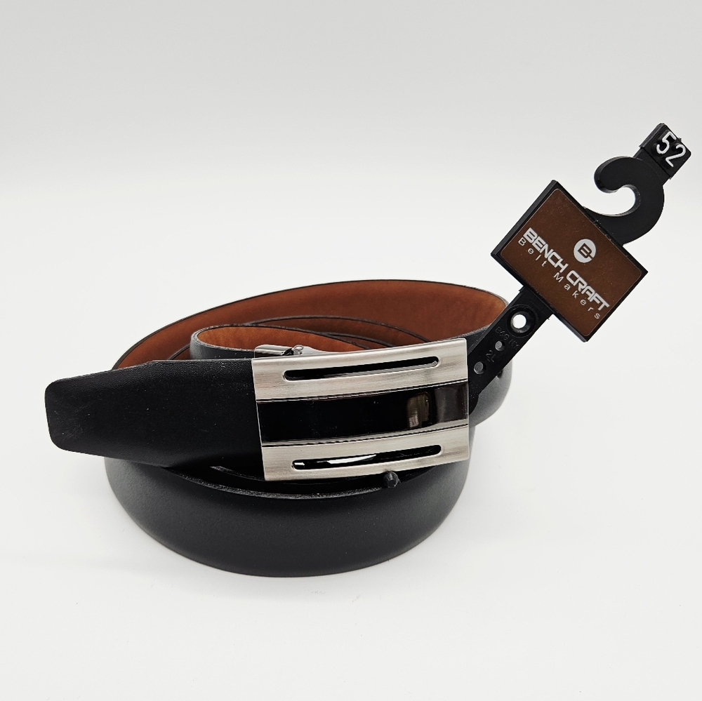 BENCH CRAFT | smooth leather silver & black buckle belt